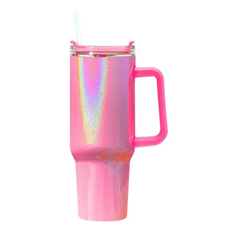 40oz Sublimation Glitter Holographic Stainless Steel Tumbler w/ Handle