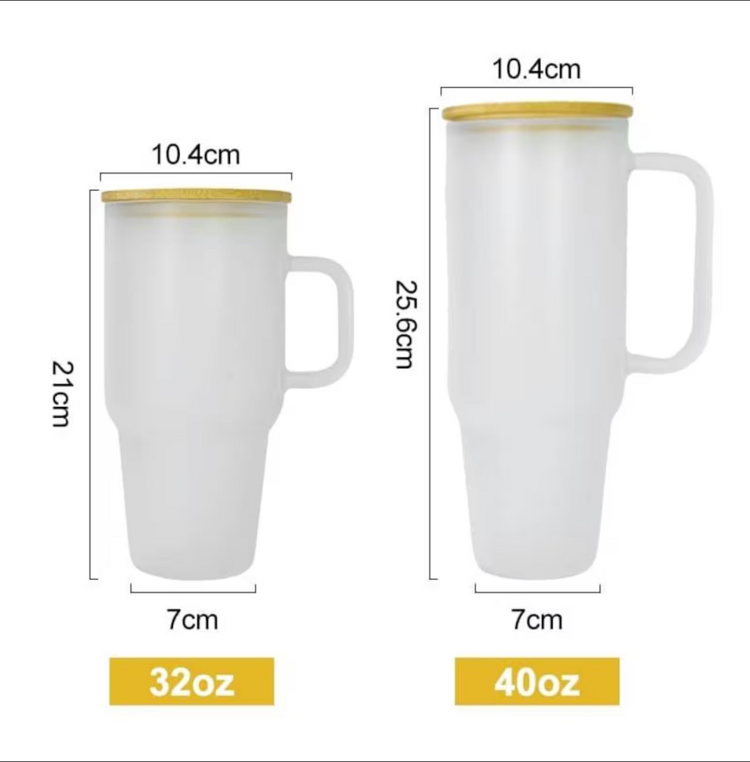 32oz or 40oz Sublimation Clear or Frost Glass Tumbler with Handle – Hailey  Brook Designs