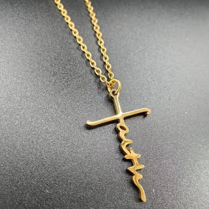 Dainty Silver, Gold, Rose Gold, & Black Faith Necklace Chain