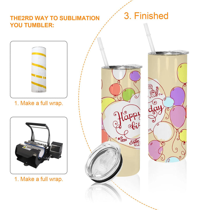 Sublimation 25PK 20oz Blank Gloss or Matte White Straight Stainless Steel Tumblers Tumbler Coffee Cup w/straw, & box