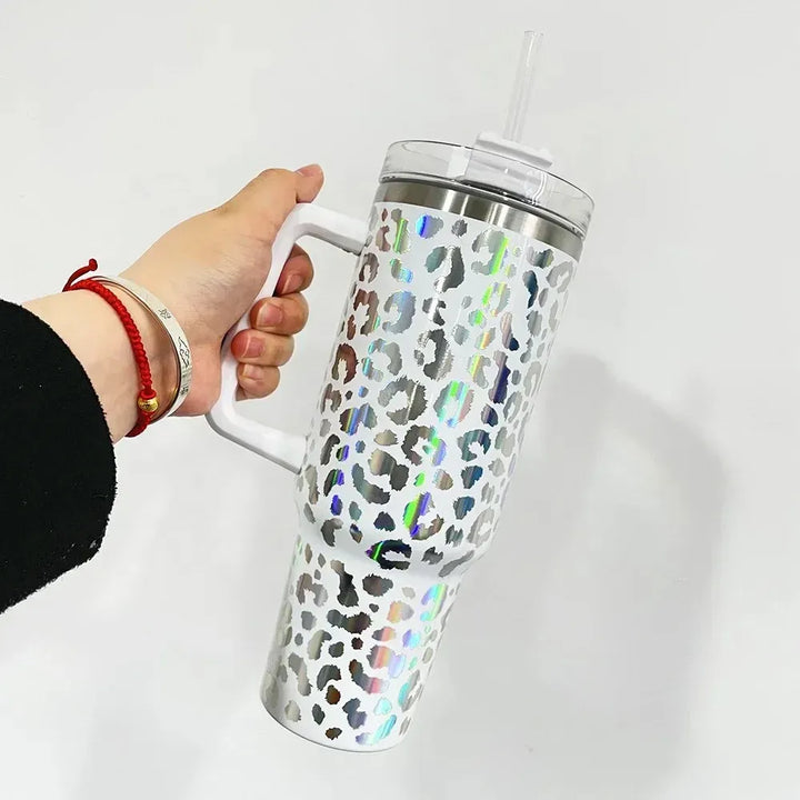 40oz Holographic Cheetah Leopard Laser Etched Stainless Tumbler