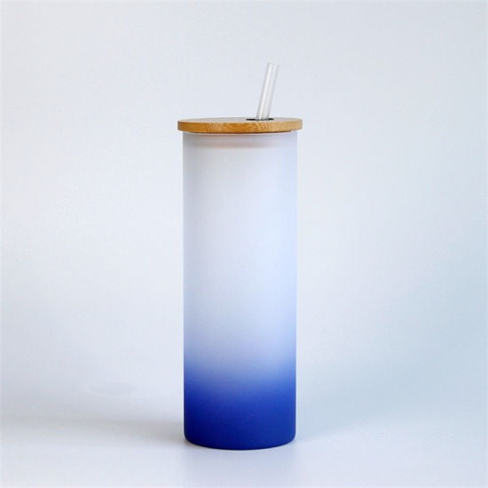 25oz Sublimation blank glass ombre gradient Tumblers (Includes Bamboo Lid & Straw)