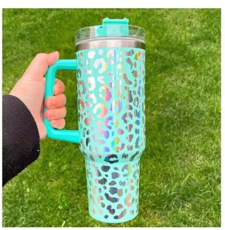 40oz Holographic Cheetah Leopard Laser Etched Stainless Steel Tumbler