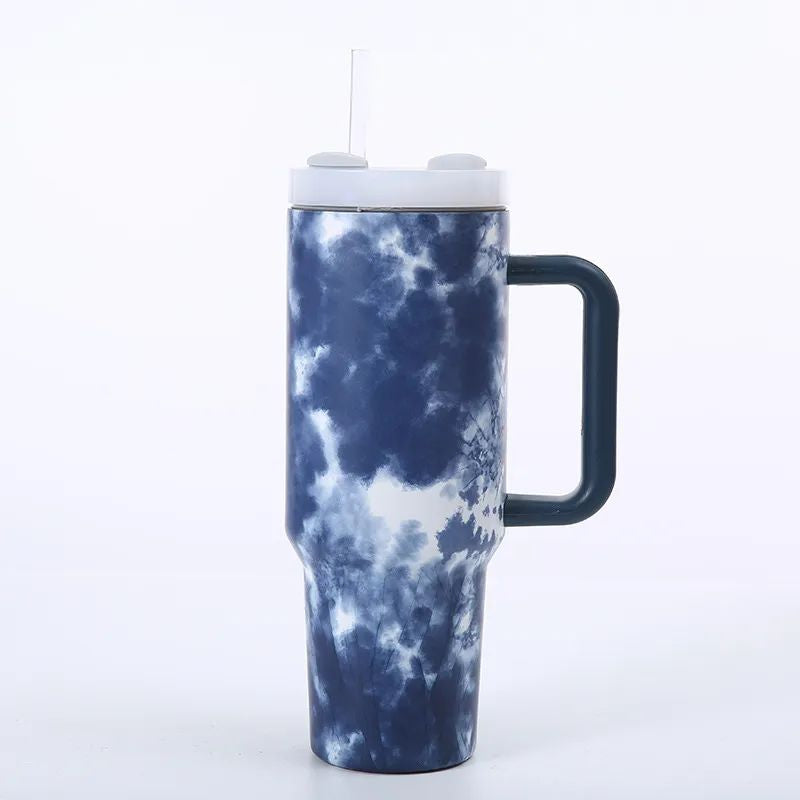 40oz Tie Dye Stainless Steel Tumbler With Handle For laser Etching