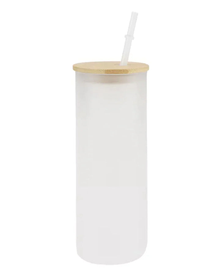 25 Pack 25oz Sublimation Blank Glass Tumbler Bamboo Lids (Clear or Frosted)