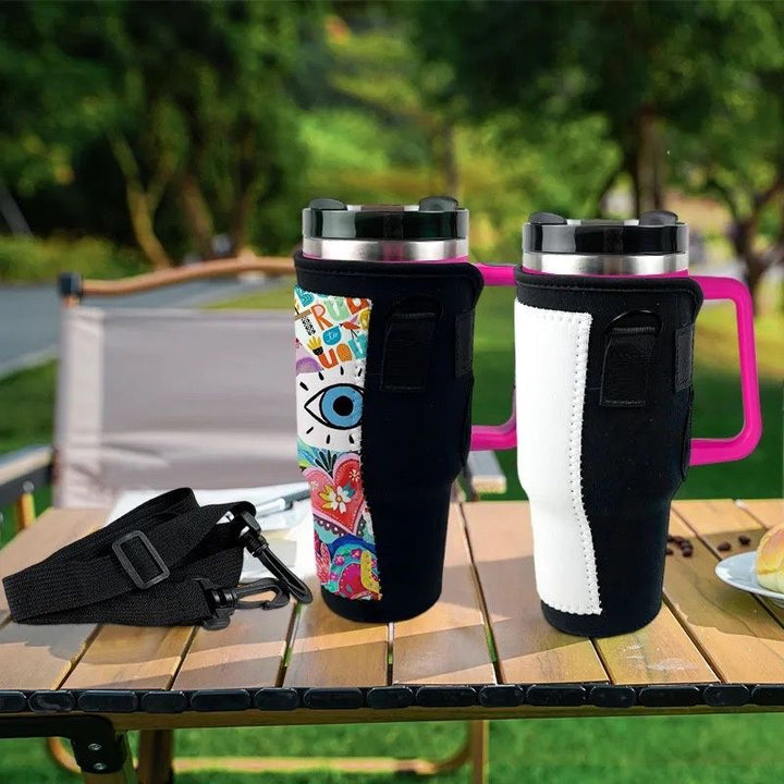 Sublimation Blank Neoprene 40oz tumbler tote pouch holder with adjustable strap