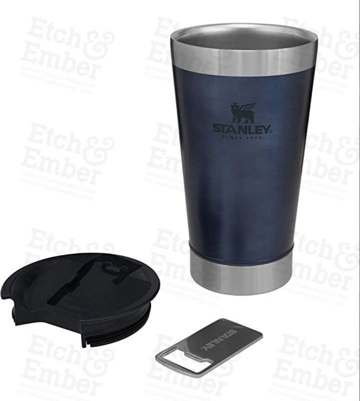 Stanley Classic Stay Chill Vacuum Insulated Pint Glass with Lid, 16oz Stainless Steel Beer Mug with Built-in Bottle Opener