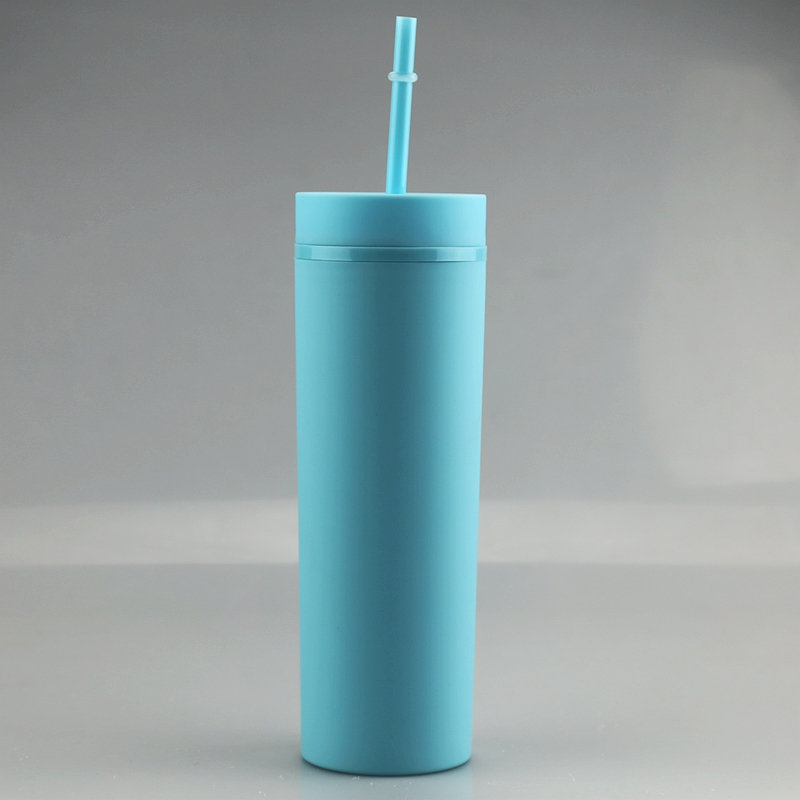 Pastel Straight Blank Tumblers, 16 oz Matte Tumblers, Double Wall Acrylic Tumbler With Straw and Screw Lid