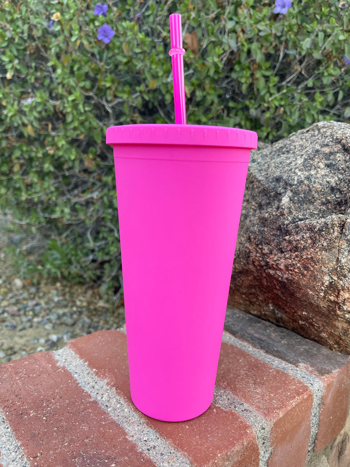 Pastel Cup Blank Cups Tumblers, 24 oz Matte Tumblers, Double Wall Acrylic Tumbler With Straw and Screw Lid BPA Free