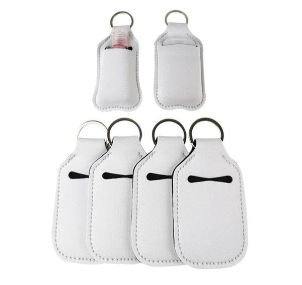 Blank 1oz Hand Sanitizer Sleeve Key Holder, White Sublimation Ready, Sublimation Key Ring, Neoprene Sublimation Keychain
