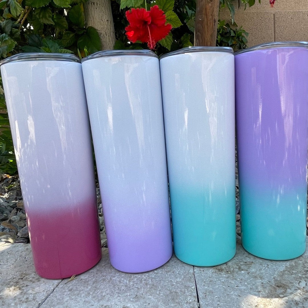Blank Skinny Ombre 20oz Tumbler Stainless Steel Sublimation Tumbler kit W/Straw & lid BPA Free