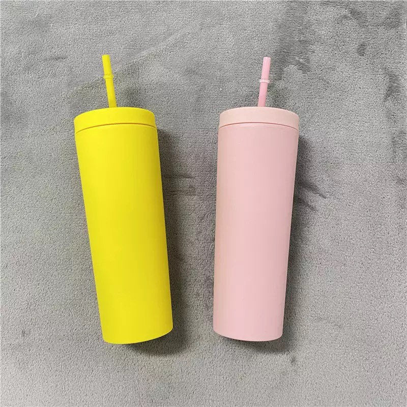 19OZ XL Pastel Straight Blank Tumblers, 19 oz Matte Tumblers, Double Wall Acrylic Tumbler With Straw and Screw Lid Multiple colors.