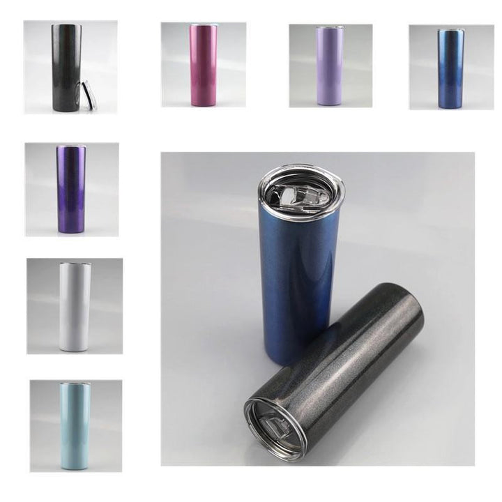 20oz Blank Straight White Blue Purple Black Pink Stainless Steel Glitter Sparkle Bling Sublimation Tumbler W/Straw & lid