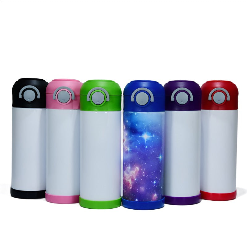 12oz Blank Sublimation Sippy Cup for Children White Straight Stainless steel Kids Drinking Tumbler Sport Water Bottles with Handle