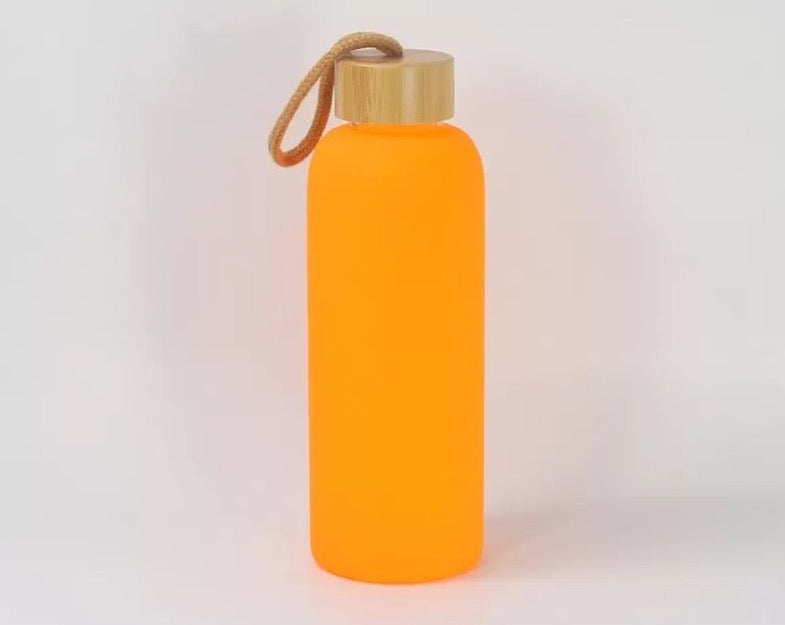 25 oz סובלימציה צבע ריק בקבוקי ספורט בקבוקי זכוכית (כולל מכסה במבוק)