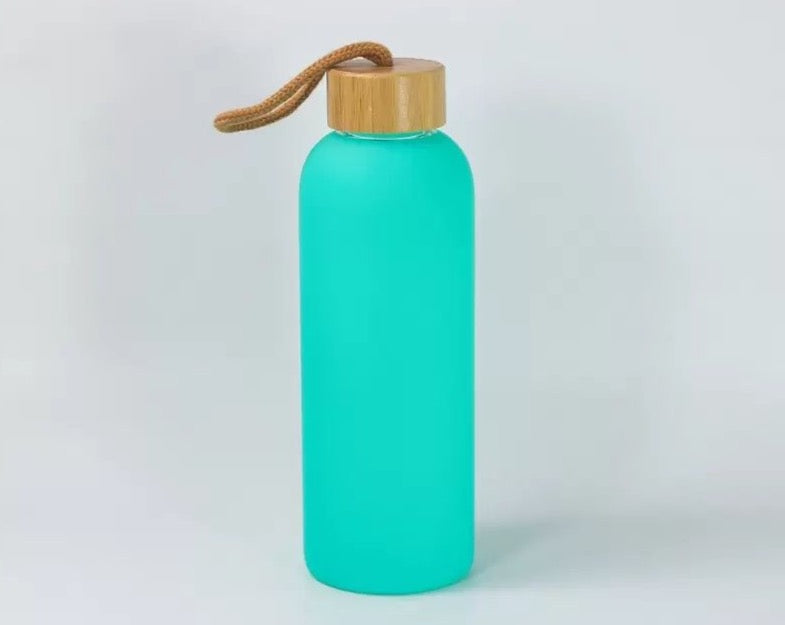 25 oz סובלימציה צבע ריק בקבוקי ספורט בקבוקי זכוכית (כולל מכסה במבוק)