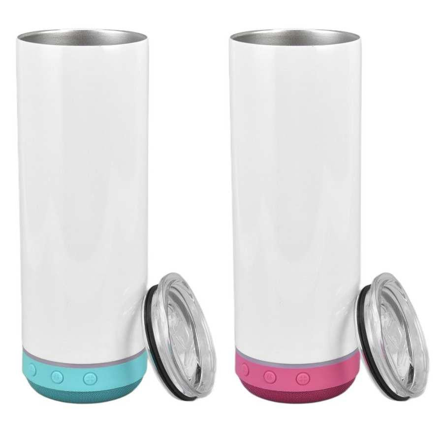 AGH Confezione da 6 bicchieri con coperchio in paglia, per altoparlante musicale, in acciaio inox, a doppia parete, con luce LED rimovibile, idea AGH Confezione da 6 bicchieri con coperchio in paglia, per altoparlante musicale, in acciaio inox, a doppia parete, con luce LED rimovibile, idea