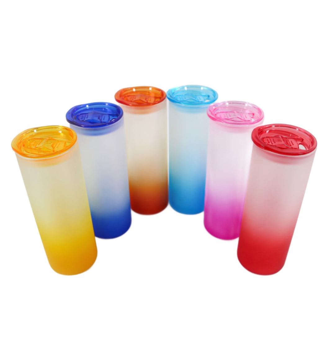 25oz Sublimation blank glass Ombre gradient Tumblers (Includes leak proof color Lid & Straw)